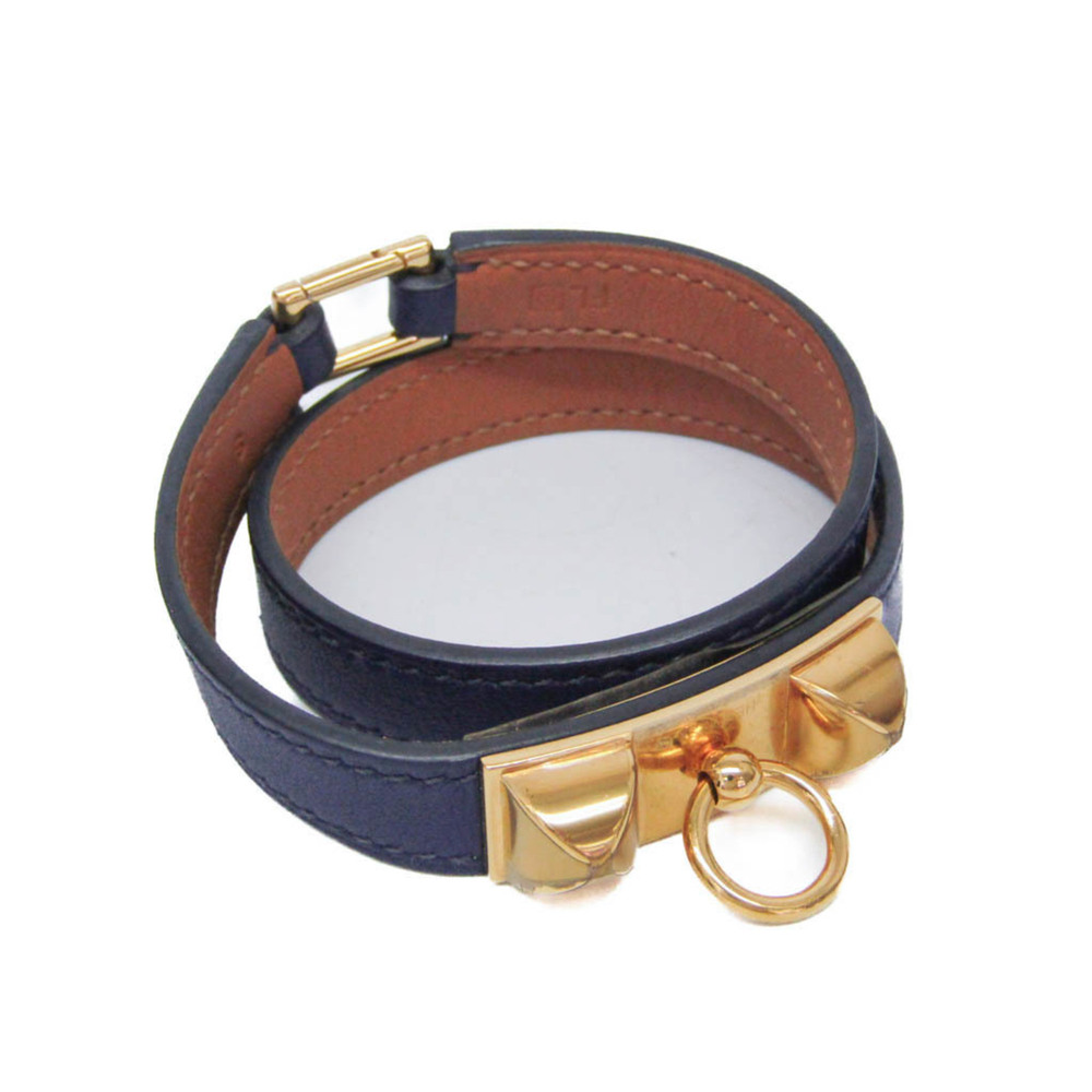 HERMES Blue Leather Bracelet